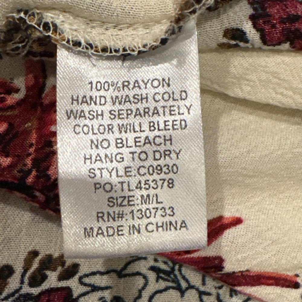 Umgee Boho‎ Duster Kimono Long Cardigan Mixed Print Floral M/L - Picture 8 of 9